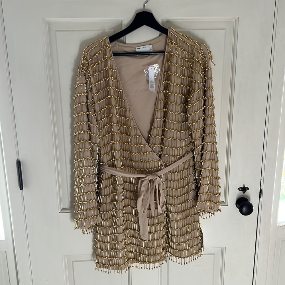 Asos wrap beaded mini dress